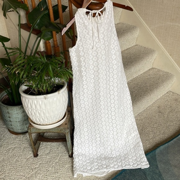 A New Day White Lace Eyelet Boho Halter Midi Dress - Picture 7 of 13
